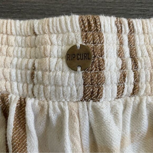 Rip Curl Shorts Elastic Waist Brown Tan Cream Stripe XL - Picture 6 of 10